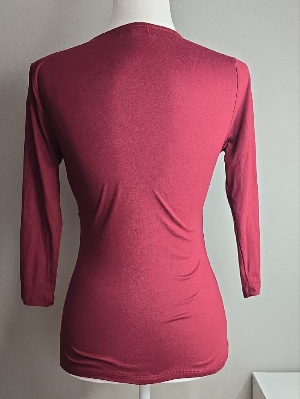 Almost Famous Raspberry Wrap-Front Long Sleeve Top - Picture 2 of 3